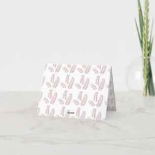 a white background with pink leaves on it thank you card