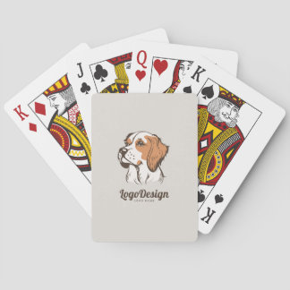 A white card with a regal spaniel illustration