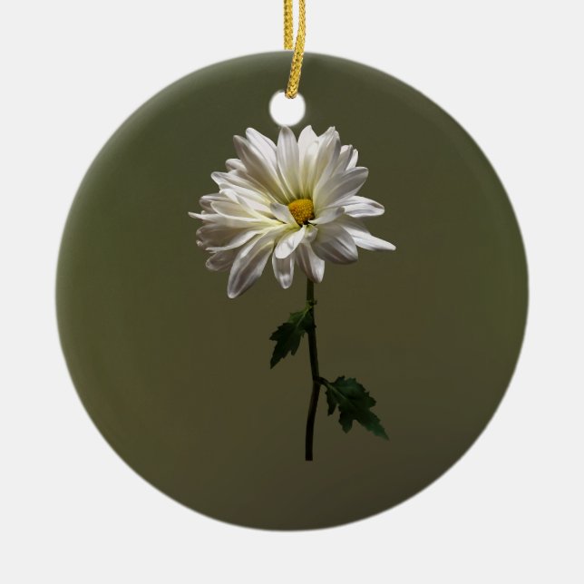 A White Daisy Ceramic Tree Decoration (Front)