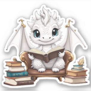 A White Dragon Reading Sticker