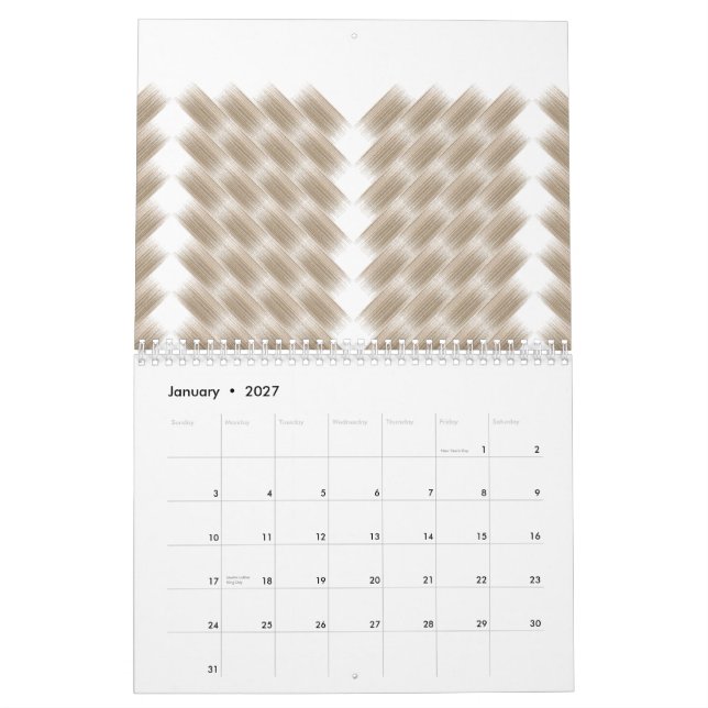 A white, equilateral triangle centred on a plain  calendar (Jan 2027)