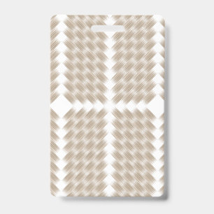 A white, equilateral triangle centred on a plain  ID badge