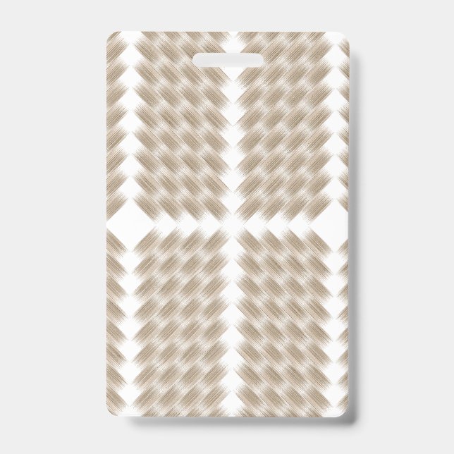 A white, equilateral triangle centred on a plain  ID badge (Front)