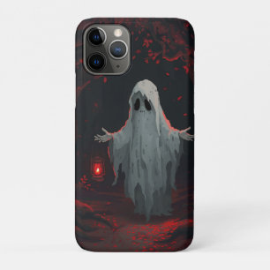 A white ghost holding a red lantern with red leave iPhone 11 pro case