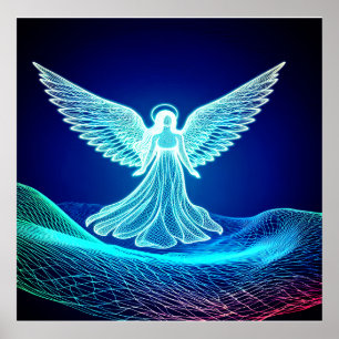 A White Glowing Angel Resting in His Hand Poster