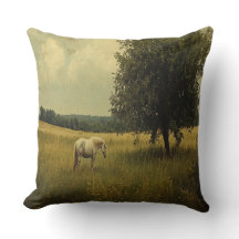 A White Horse Grazing In A Field