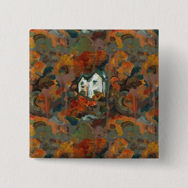 A White House & Autumn Trees 15 Cm Square Badge (Front)