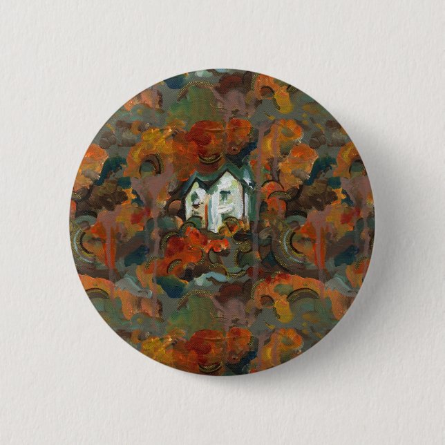 A White House & Autumn Trees 6 Cm Round Badge (Front)