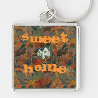 A White House & Autumn Trees Key Ring