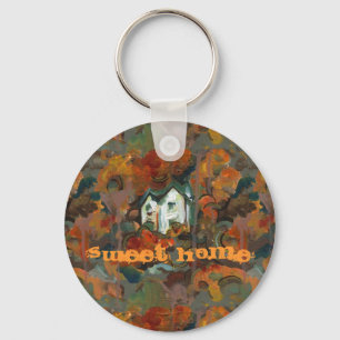A White House & Autumn Trees Key Ring