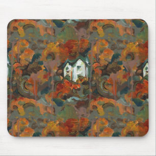 A White House & Autumn Trees Mouse Mat