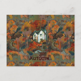 A White House & Autumn Trees Postcard