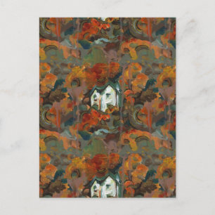 A White House & Autumn Trees Postcard