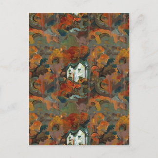 A White House & Autumn Trees Postcard