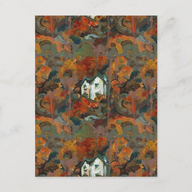 A White House & Autumn Trees Postcard (Front)