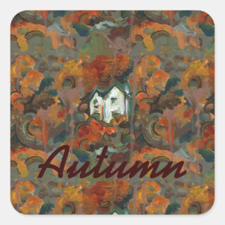 A White House & Autumn Trees Square Sticker