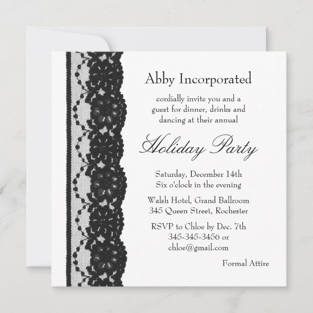 A White Lace Holiday Invitation (Front)