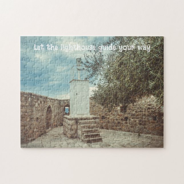 A White Lighthouse and an Olive Tree Jigsaw Puzzle (Horizontal)