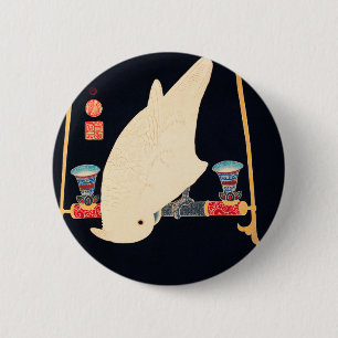 A White Macaw Illustration by Ito Jakuchu 6 Cm Round Badge