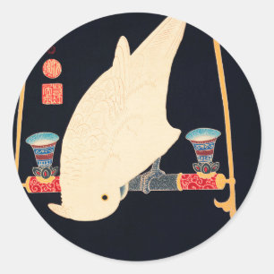 A White Macaw Illustration by Ito Jakuchu Classic Round Sticker