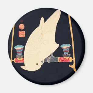 A White Macaw Illustration by Ito Jakuchu Magnet