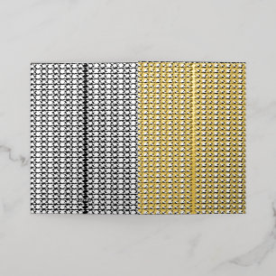 A white, symmetrical pattern featuring repetitive  foil greeting card