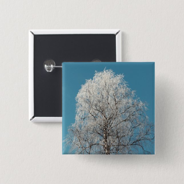 A White Willow Tree Against Cloudless Blue Sky 15 Cm Square Badge (Front & Back)
