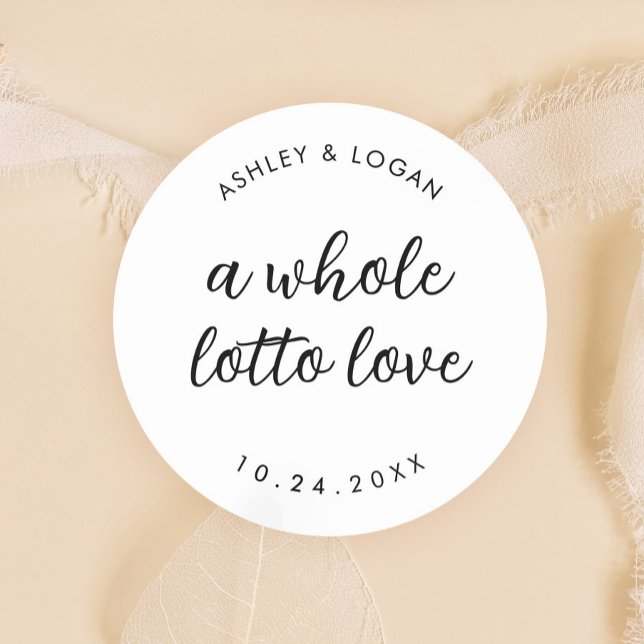 A Whole Lotto Love Wedding Lottery Favour  Classic Round Sticker (Creator Uploaded)