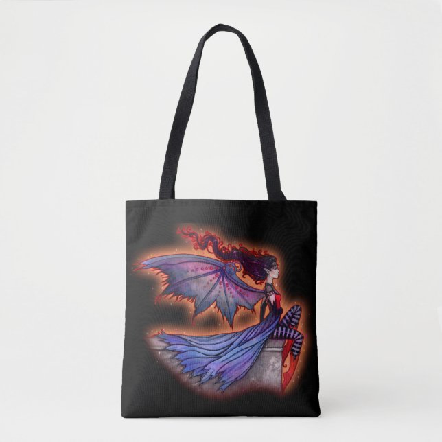 A Wicked Wind Gothic Vampire Fairy Art Tote Bag (Front)