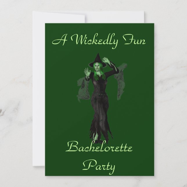 "A Wickedly Fun Bachelorette Party" w/ Witch Invitation (Front)