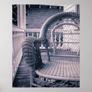 A Wicker Chair on a Southern Porch Poster