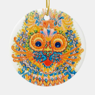 A Wide Eyed Cat, Louis Wain Ceramic Tree Decoration