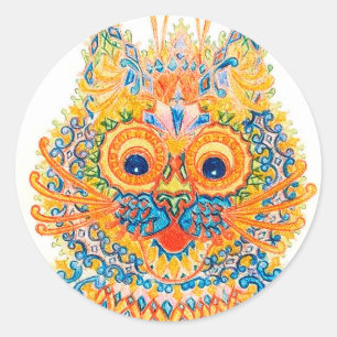 A Wide Eyed Cat, Louis Wain Classic Round Sticker