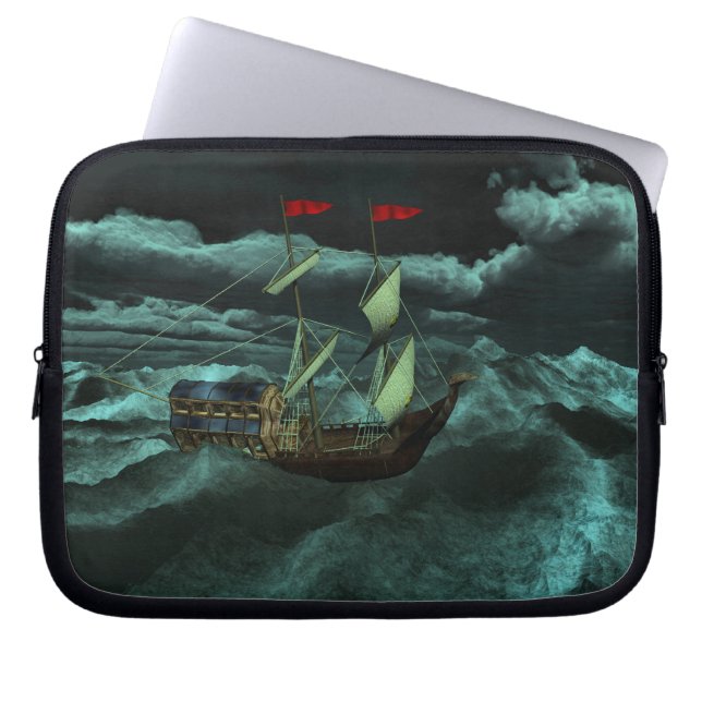 A Wild and Stormy Sea Laptop Sleeve (Front)