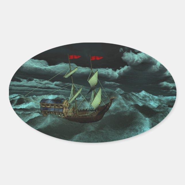 A Wild and Stormy Sea Stickers (Front)