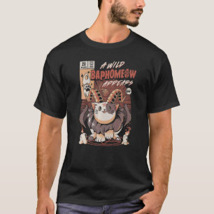 A Wild Baphomeow Appears Cute Baphomet Pentagram   T-Shirt