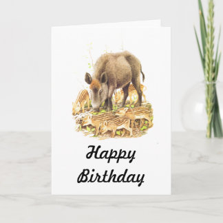 A Wild Boar and Babies Card
