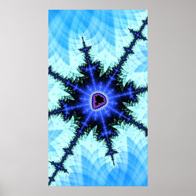 A Wild Burst of Blue Mandelbrot Fractal Abstract Poster (Front)