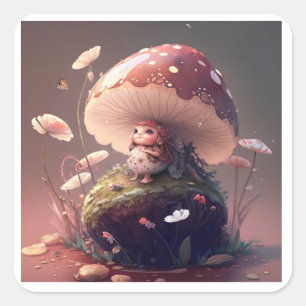 A Wild Mushroom Fae Square Sticker