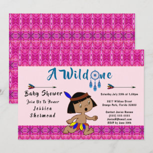 A Wild One Baby Shower Tribal Arrows Abstract Pink Invitation