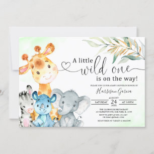 A Wild One Jungle Animals Safari Baby Shower Invitation
