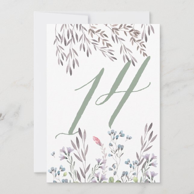 A Wildflower Wedding Table No. 14 Double Sided Invitation (Front)