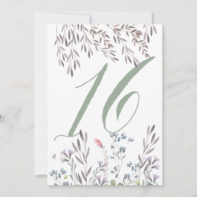 A Wildflower Wedding Table No. 16 Double Sided Invitation (Front)