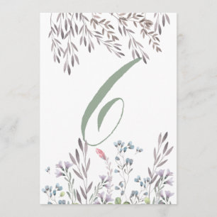 A Wildflower Wedding Table No. 6 Double Sided Card