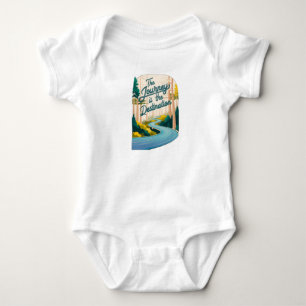 A winding road cutting through a forest baby bodysuit