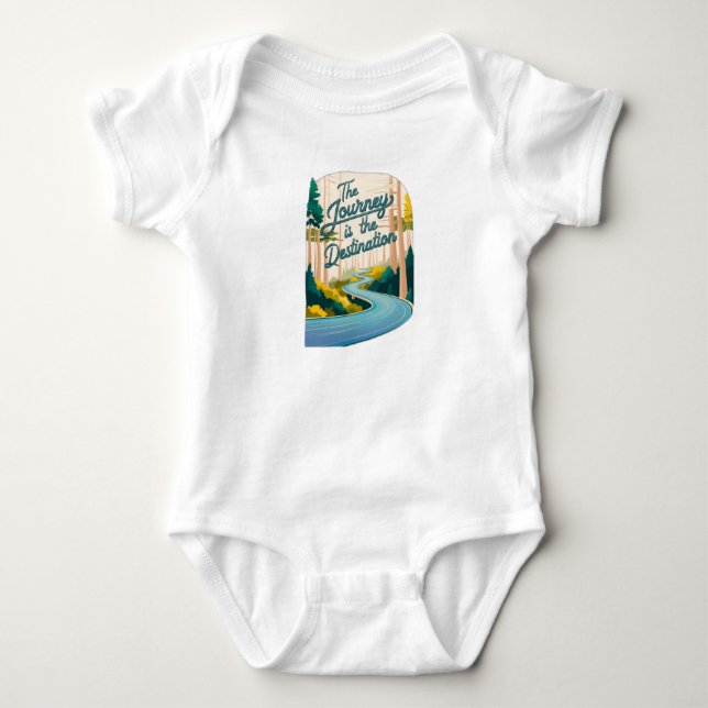 A winding road cutting through a forest baby bodysuit (Front)