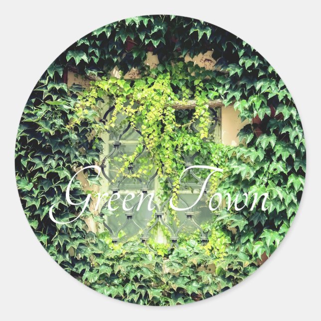 A window in green plants Case-Mate iPhone case Classic Round Sticker (Front)