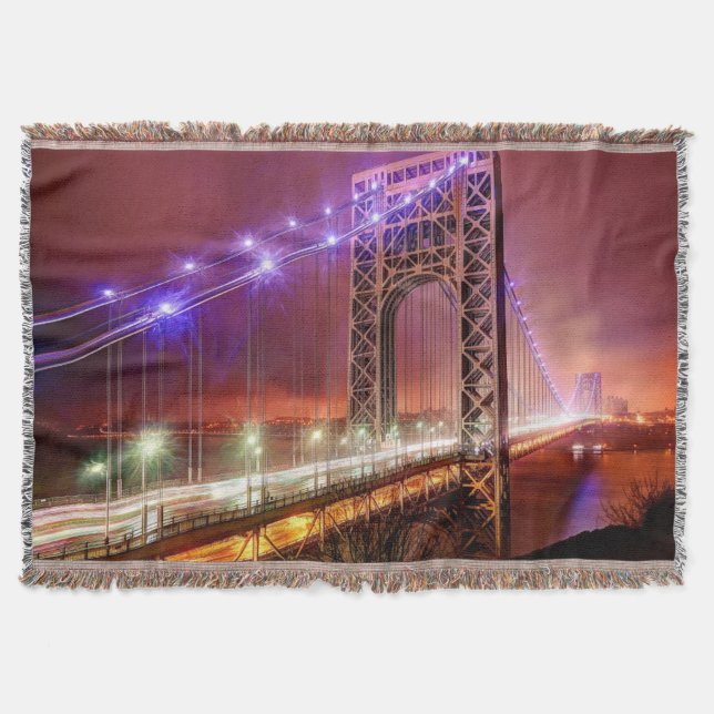 A windy and rainy evening view from Fort Lee Throw Blanket (Front)