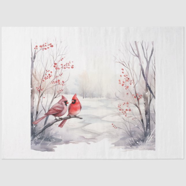 A Winter Cardinal Series Design 2 Tissue Paper (Front)