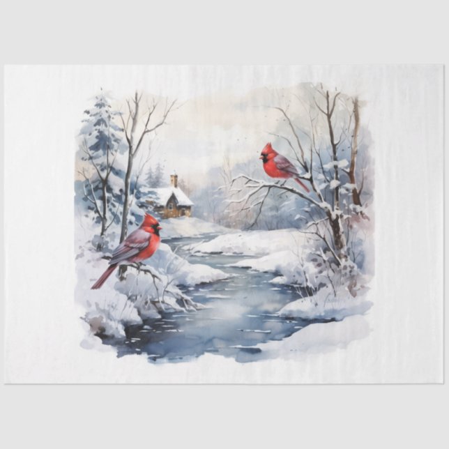 A Winter Cardinal Series Design 5 Tissue Paper (Front)